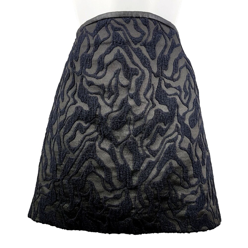Zara 3D Burnout Look Mini Skirt L Textured Black Jacquard Party Holiday Dressy